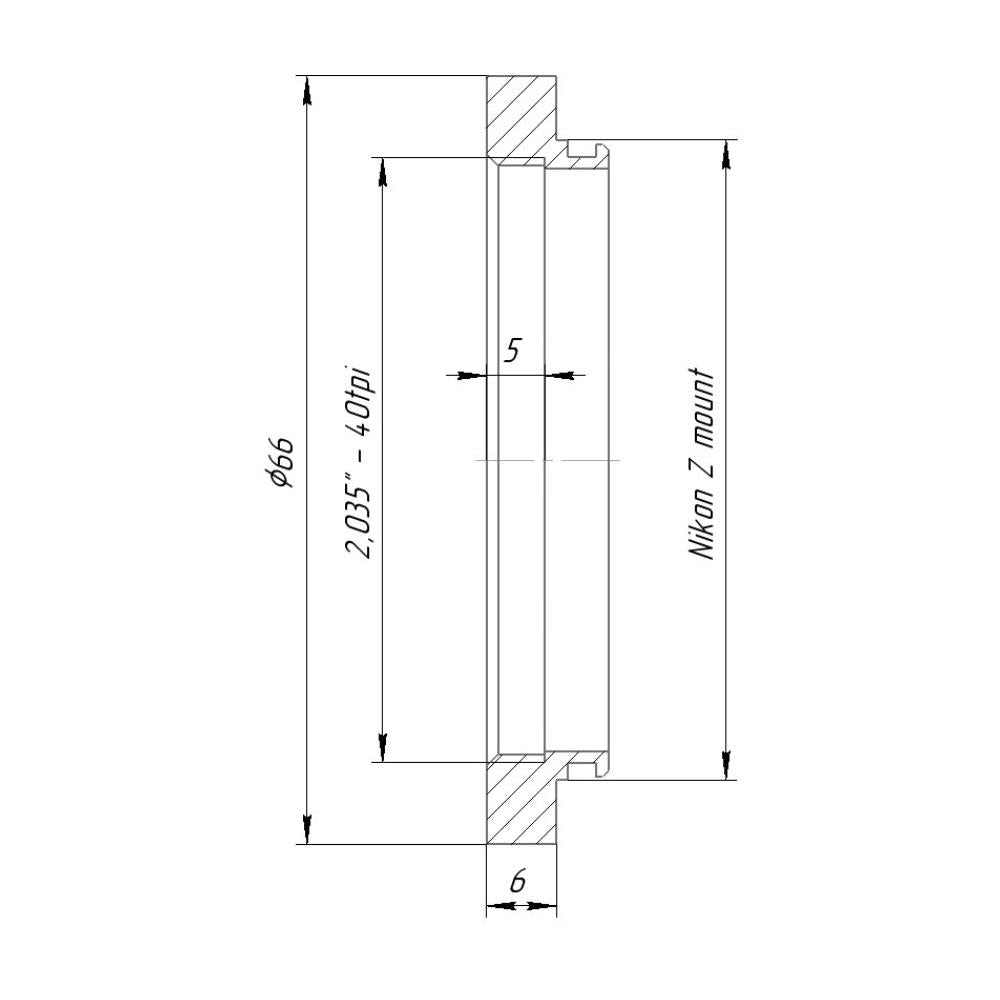 SM2 female thread to Nikon Z camera mount adapter
