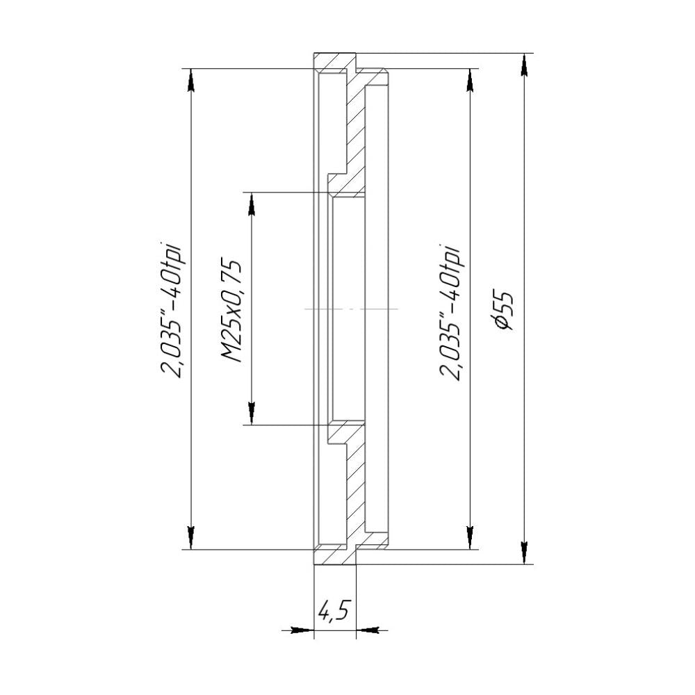 SM2 male to M25x0.75 female thread adapter