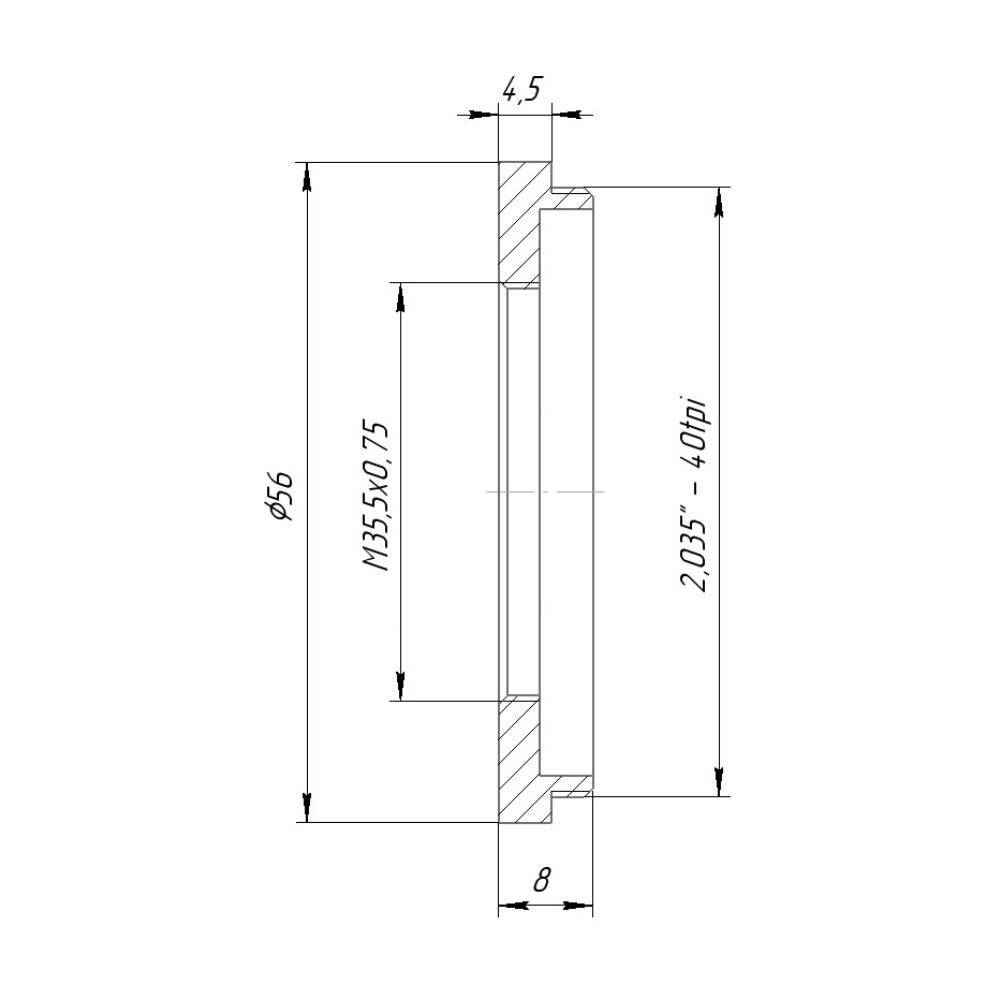 SM2 male to M35.5x0.75 female thread adapter