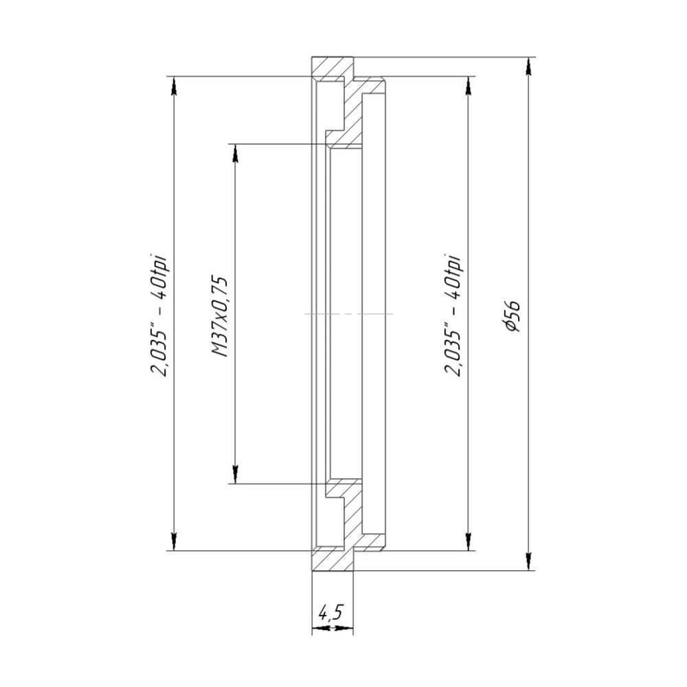 SM2 male to M37x0.75 female thread adapter (SM2 to 37mm step-down ring)
