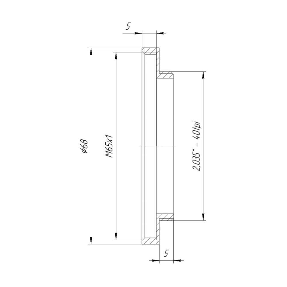 SM2 male to M65x1 female thread adapter