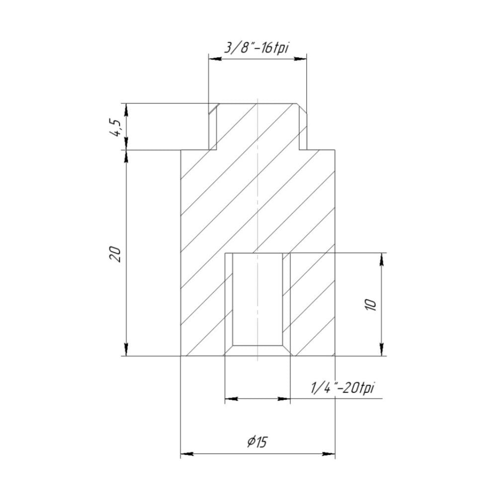 20mm extender (foot) for tripod thread (1/4" female to 3/8" male thread)
