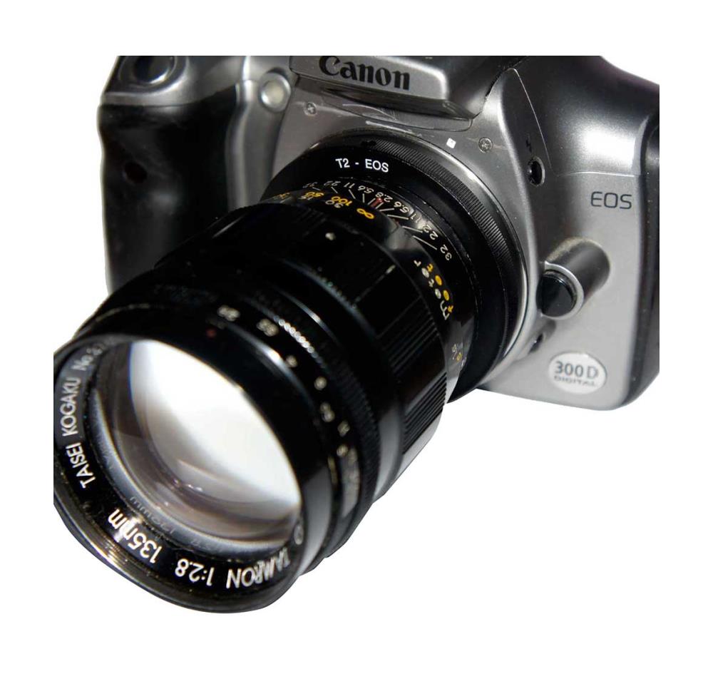 T2 thread to Canon EOS camera mount adapter