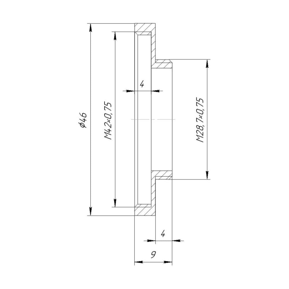 T2 female to M28.7x0.75 male thread adapter for Orion binoviewer