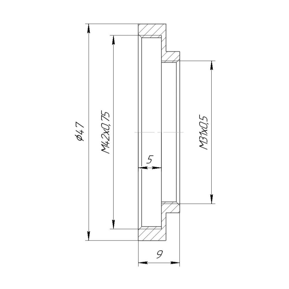 M42x0.75 (T2) female to M31x0.5 female thread adapter for SvBony SV161