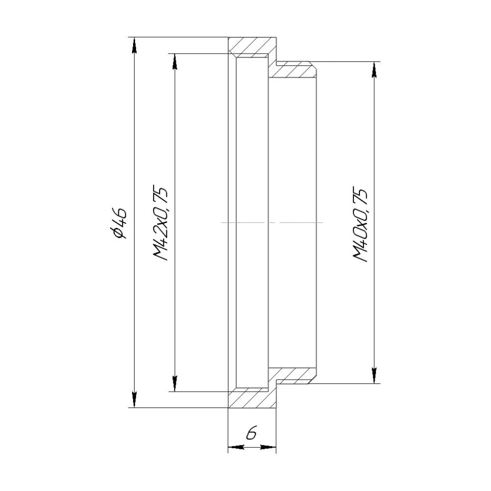T2 (M42x0.75) female to M40x0.75 male thread adapter for shutters