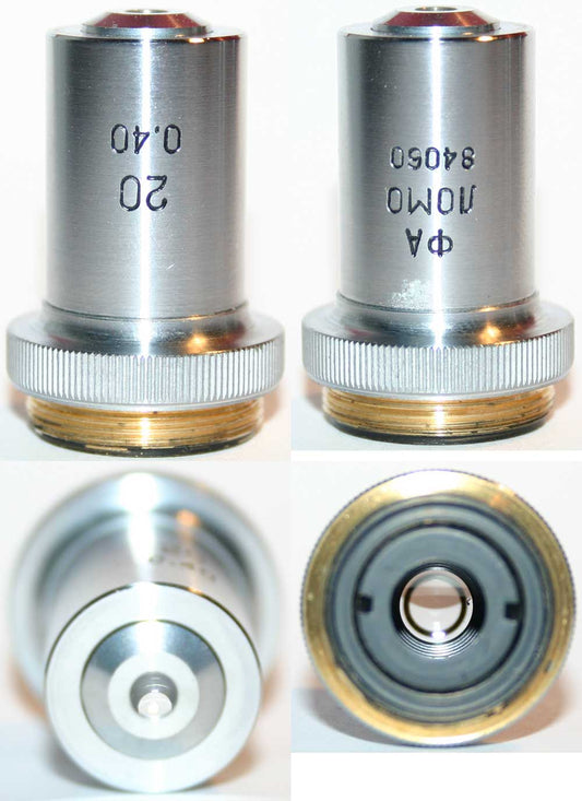 LOMO Microscope Objective - Achromat 20x0.40, Phase, Dark