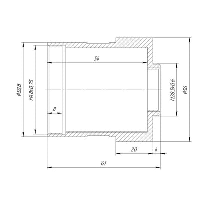 2″ telescope port  to M28.5x0.6 male thread adapter