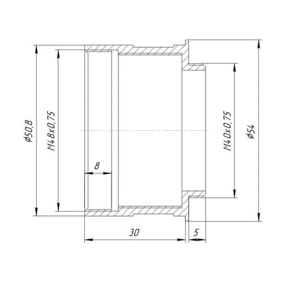 2 inch to M40x0.75 male thread adapter for Copal #1