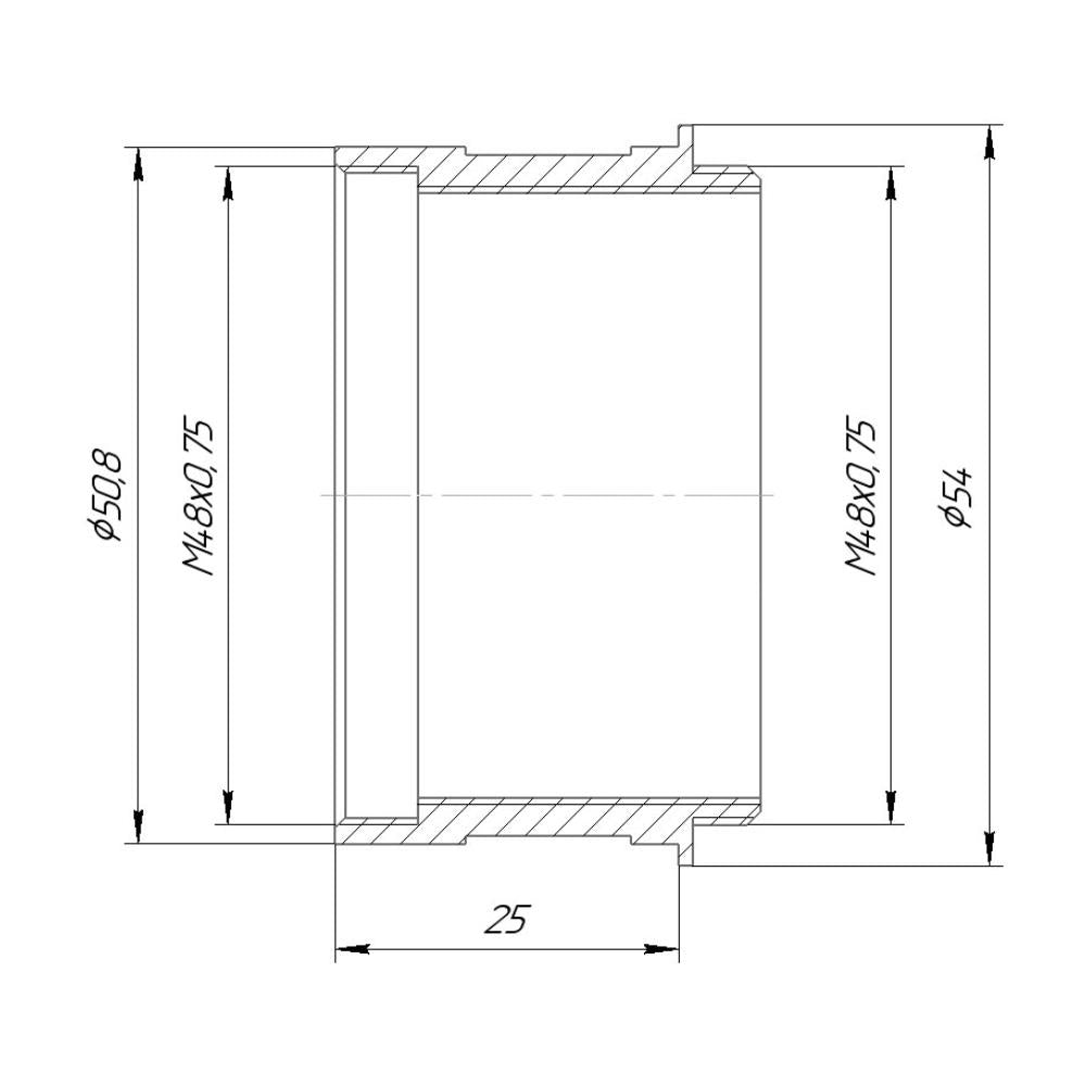 2 inch to M48x0.75 male thread adapter