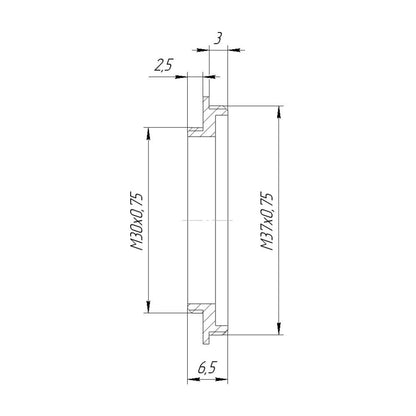 M37x0.75 male to M30x0.75 male thread adapter