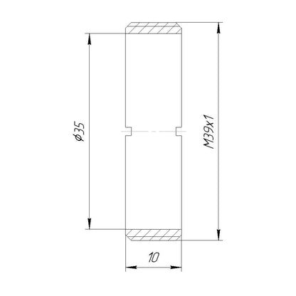 M39x1 male thread tube, 10mm long