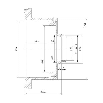 Arri PL lens to C-mount camera adapter, 4mm gap
