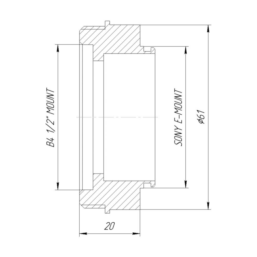 1/2" Sony TV lens to Sony E-mount camera mount adapter