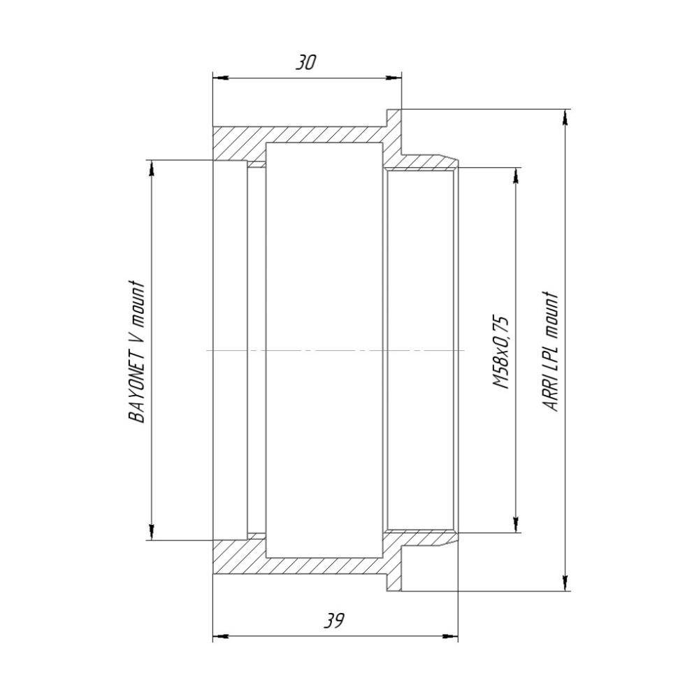 Bayonet V lens to Arri LPL camera mount adapter