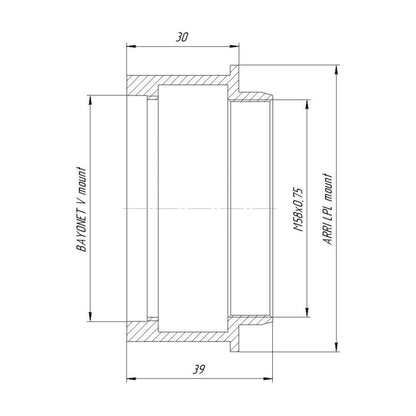 Bayonet V lens to Arri LPL camera mount adapter