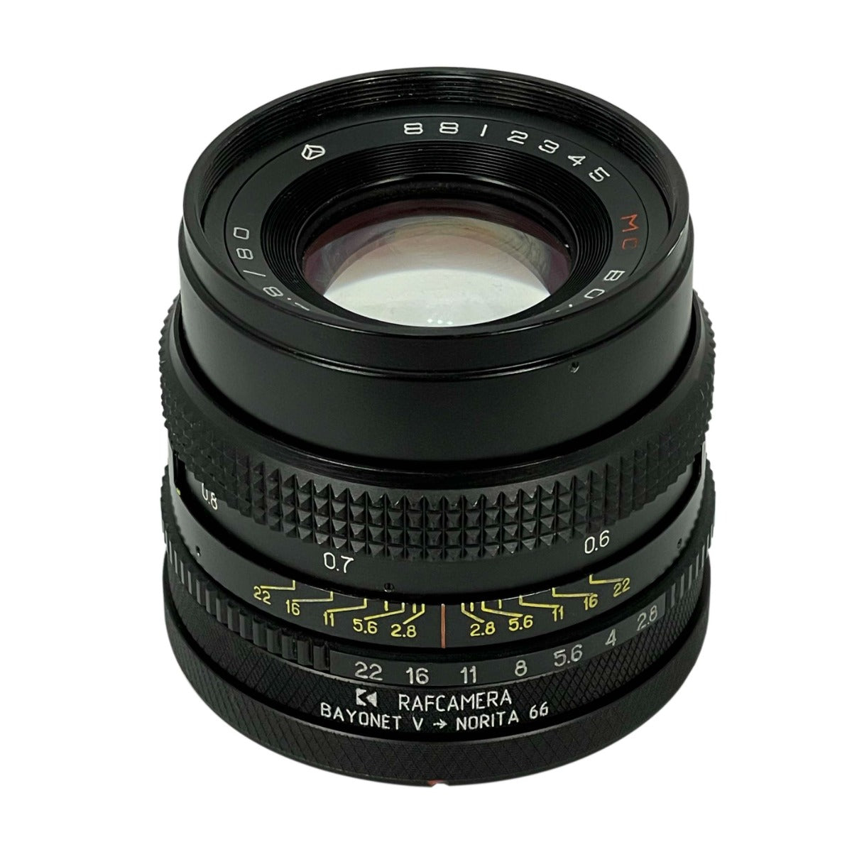 Bayonet V (Kiev-88, Salyut-S, Hasselblad 1000F) lens to Norita camera adapter