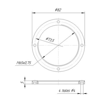 Lens board (lens flange) for with M65x0.75 female thread