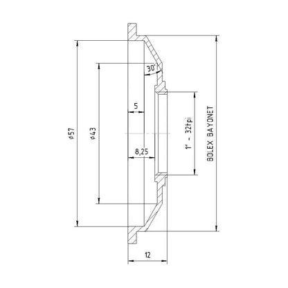 C-mount lens to Bolex Bayonet camera mount adapter