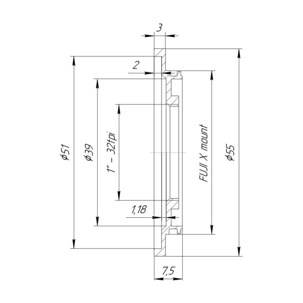 C-mount lens to Fuji X camera mount adapter