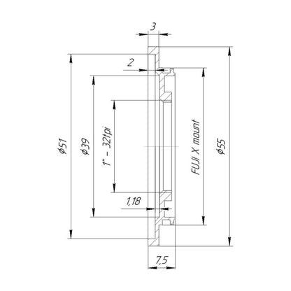C-mount lens to Fuji X camera mount adapter
