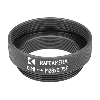 M28x0.75 female thread to C-mount camera adapter, black