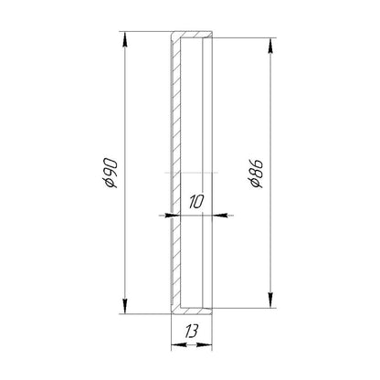 Push-on cap with 86mm inner diameter