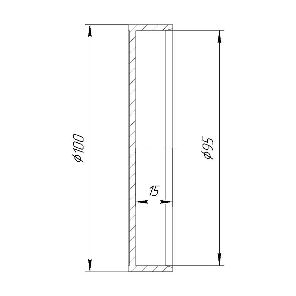 Push-on cap with 95mm inner diameter, 15mm deep