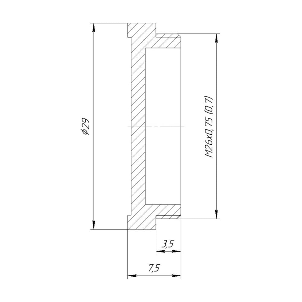 Screw-in cap with M26x0.75 (M26x36tpi) male thread