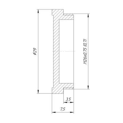 Screw-in cap with M26x0.75 (M26x36tpi) male thread
