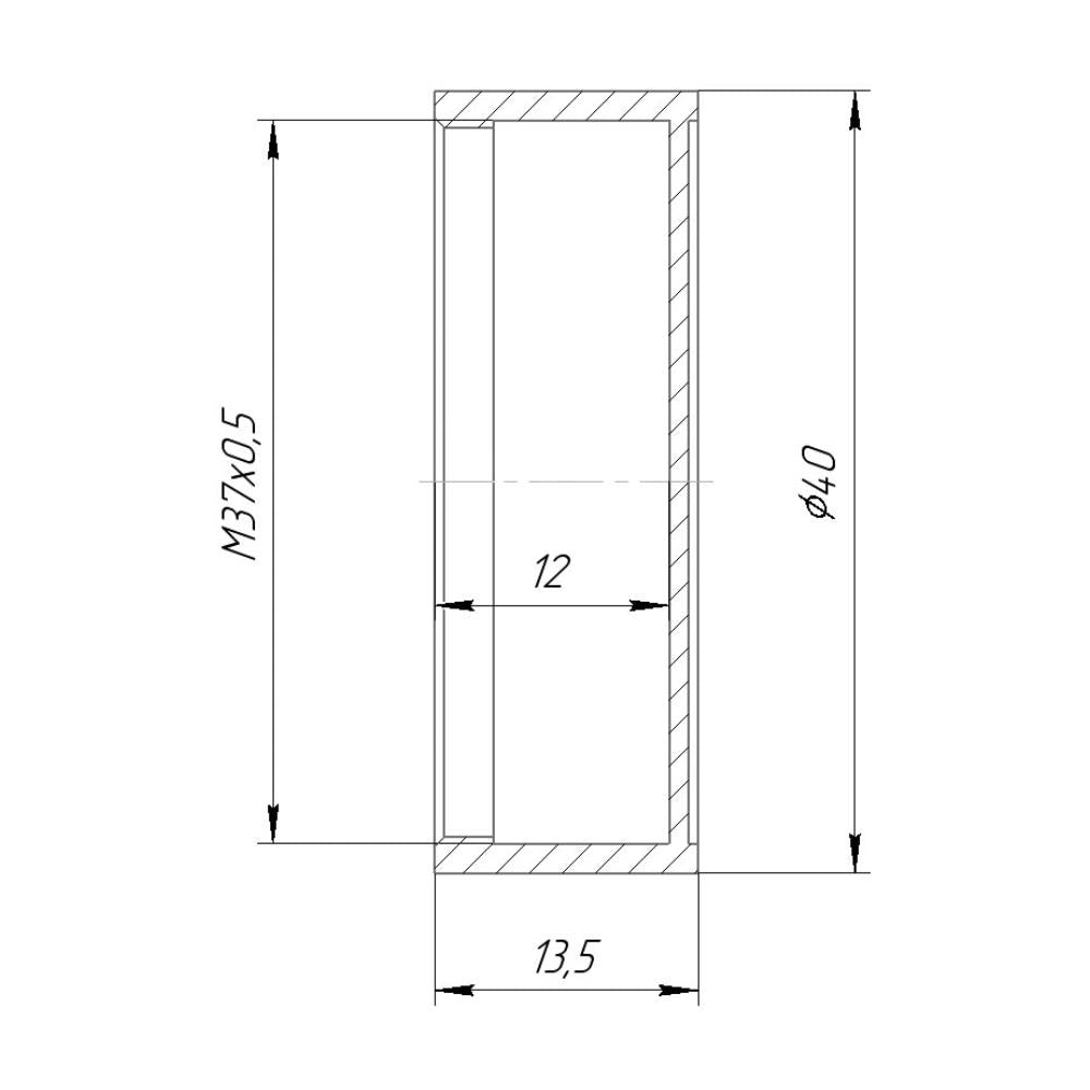 Screw-on cap with M37x0.5 female thread, 12mm deep