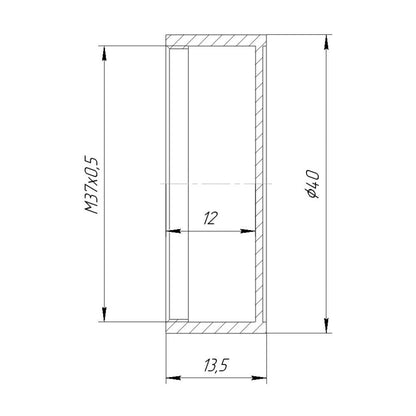 Screw-on cap with M37x0.5 female thread, 12mm deep
