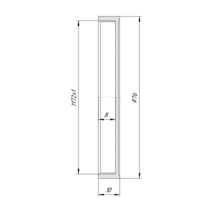 Screw-on cap with M72x1 female thread, 8mm deep