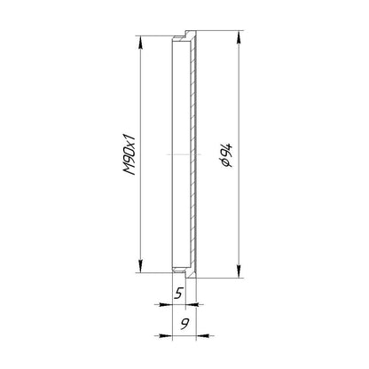 Screw-in cap with M90x1 male thread