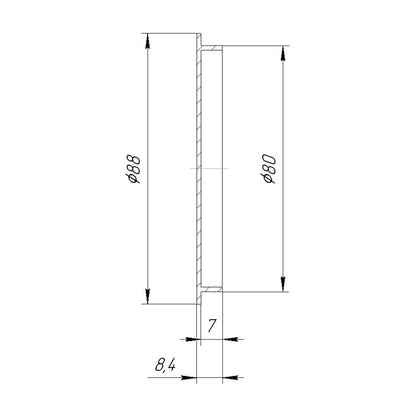 Slip-in cap with with 80mm outer diameter