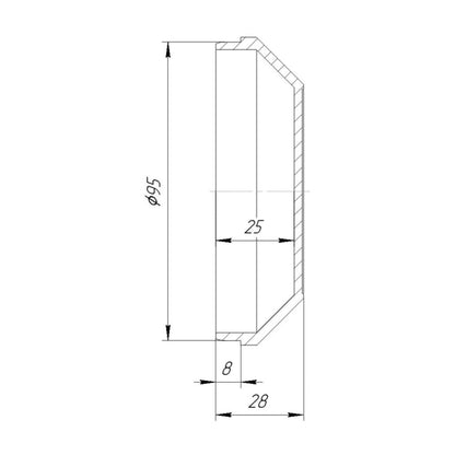 Slip-in cap with 95mm outer diameter