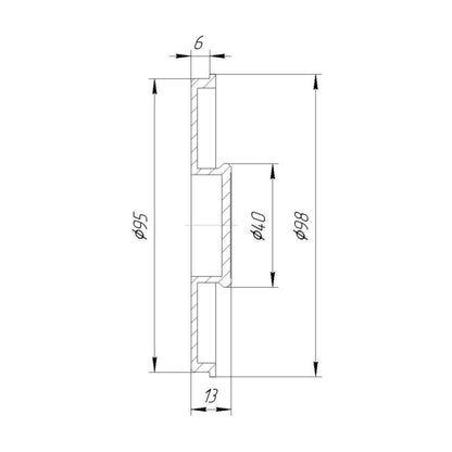 Slip-in cap with 95mm outer diameter