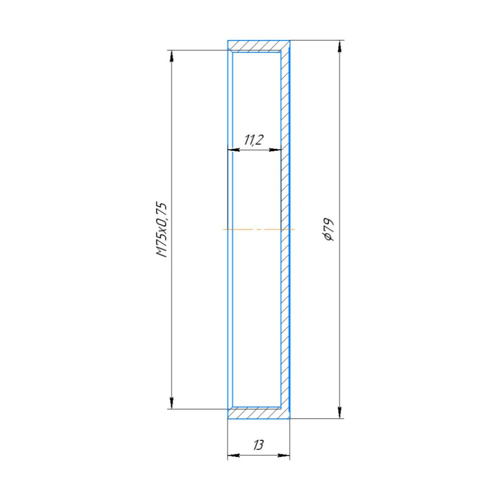 Screw-on cap with M75x0.75 female thread, 11mm deep