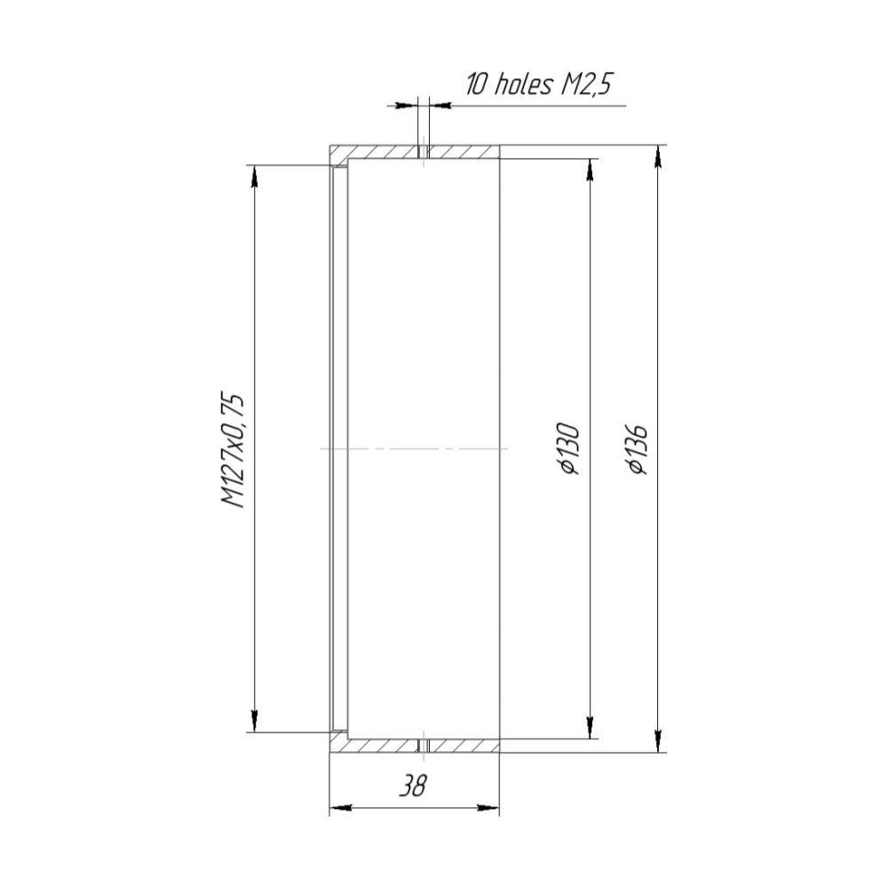 130mm clamp to M127x0.75 female thread adapter