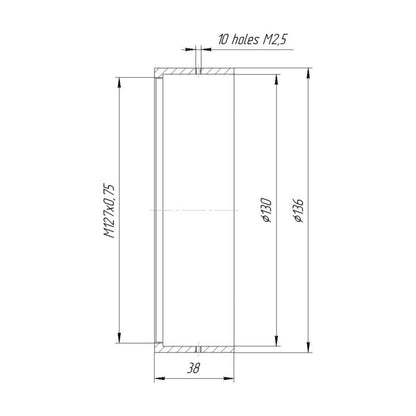 130mm clamp to M127x0.75 female thread adapter