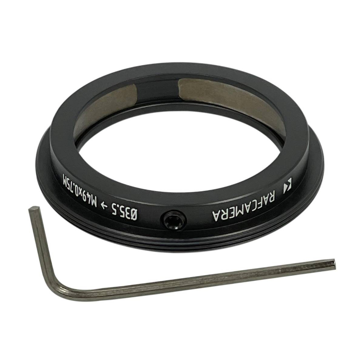 35.5mm clamp to M49x0.75 male thread adapter