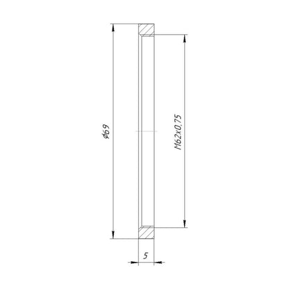 M62x0.75 female thread coupler (retaining ring), 5mm long
