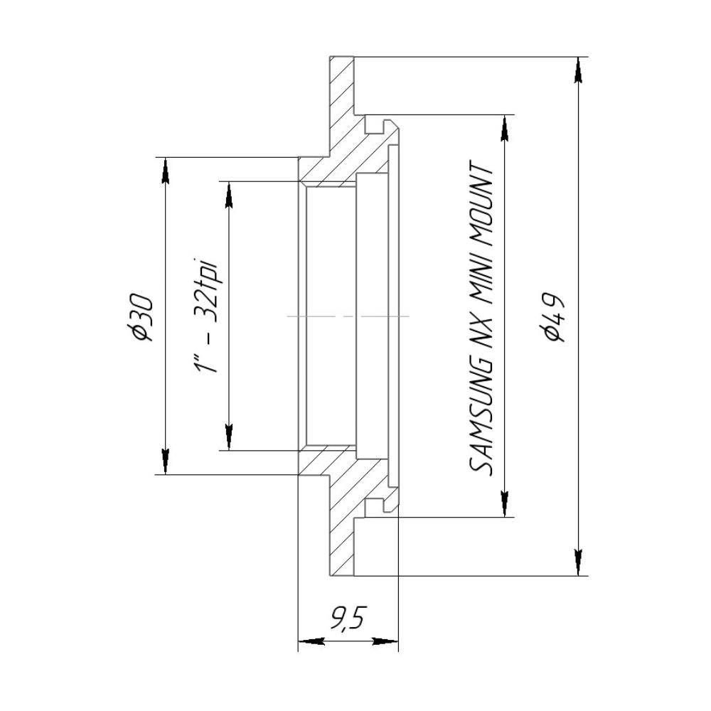 CS-mount female thread to Samsung NX Mini camera mount adapter