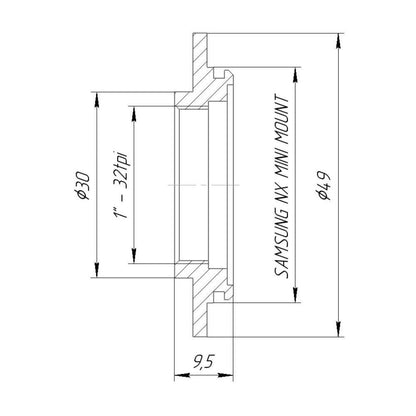 CS-mount female thread to Samsung NX Mini camera mount adapter