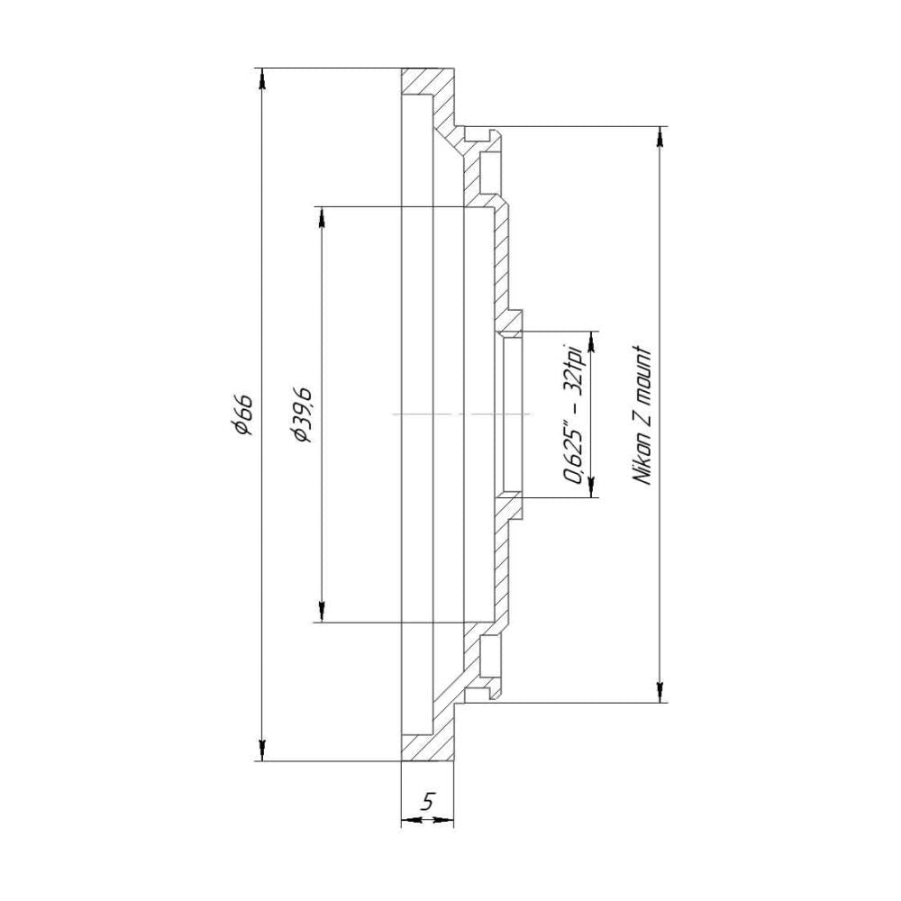 D-mount lens to Nikon Z camera mount adapter, with raised edge