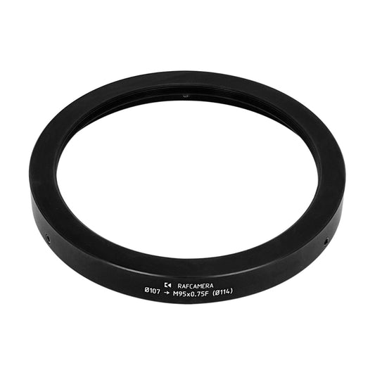 107mm clamp to M95x0.75 female thread adapter with 114mm outer diameter