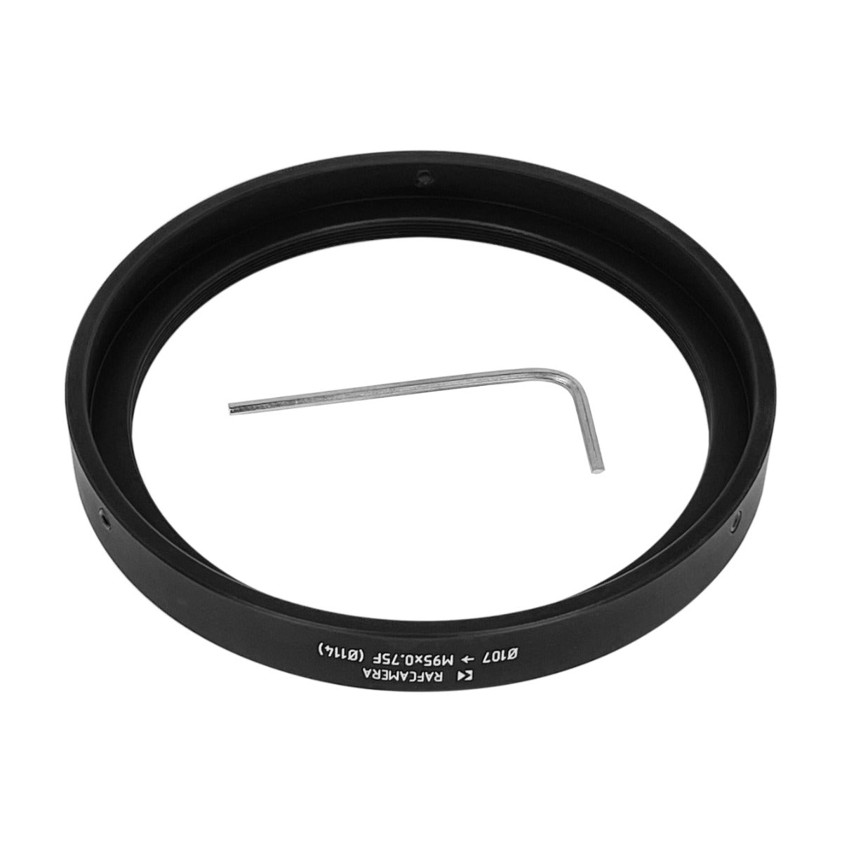 107mm clamp to M95x0.75 female thread adapter with 114mm outer diameter