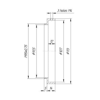 107mm clamp to M95x0.75 male thread adapter for Hypergonar Hi-Fi-2