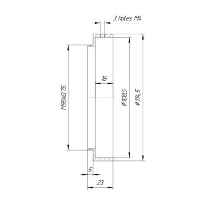 108.5mm clamp to M95x0.75 male thread adapter for ISCO Kiptron-Anamorphic MC 2x