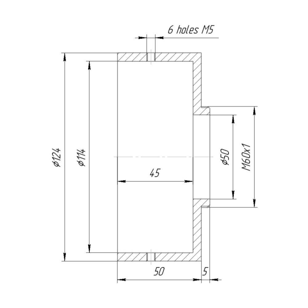 114mm clamp to M60x1 male thread adapter